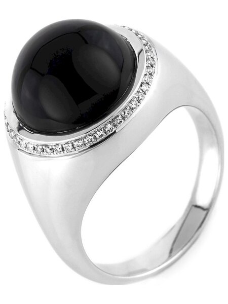 Luna Creation - Ring - Witgoud 18K - Diamant 0.18ct Onyx - 1A644W854-1-54