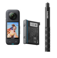 Insta360 - Action Camera X3 - Bundel met reserve batterij en selfie stick 23-114 cm