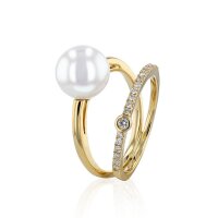 Luna-Pearls - 005.1002 - Ring - 750/-Geel goud met...